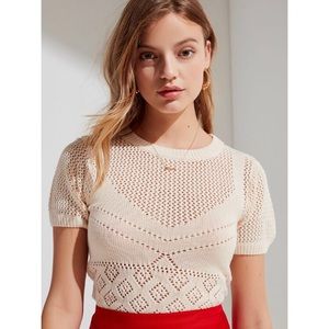 UO Nina Short Sleeve Pointelle Sweater